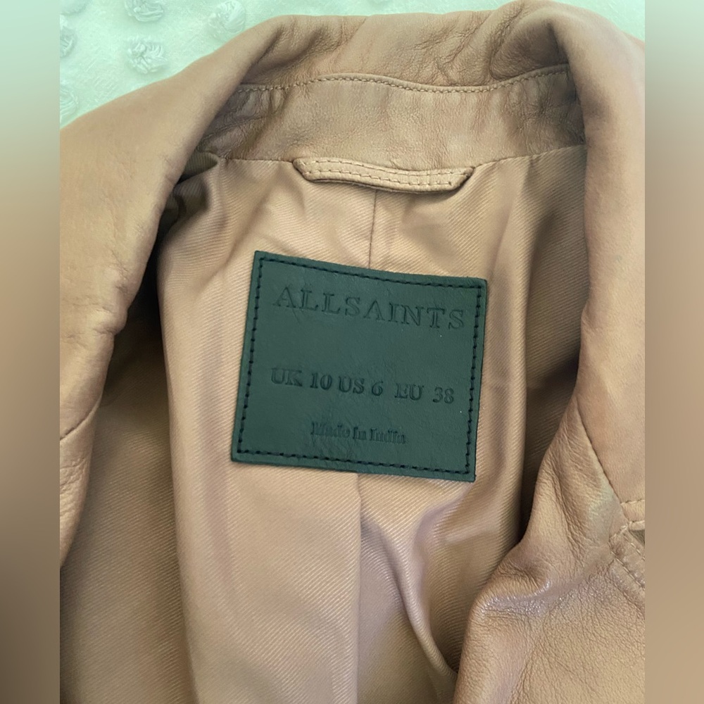 Allsaints Dalby Leather Pink Jacket - Picture 2 of 8